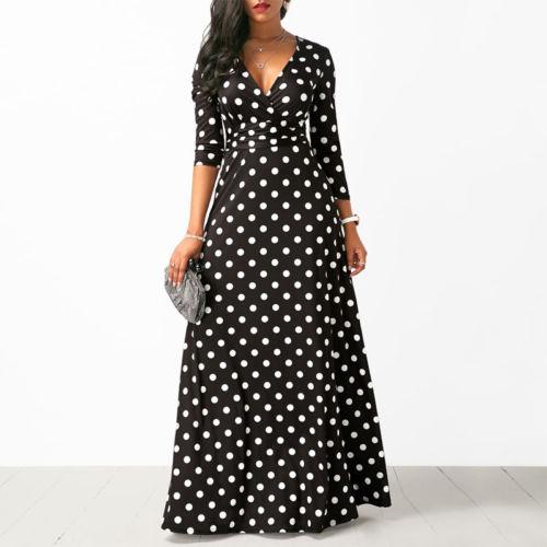 Fun Polka Dot Dress - Long Sleeve Maxi - MomyMall