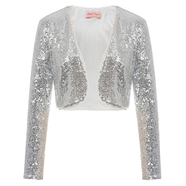 Sequin Shrug - Open Front Crop Jacket