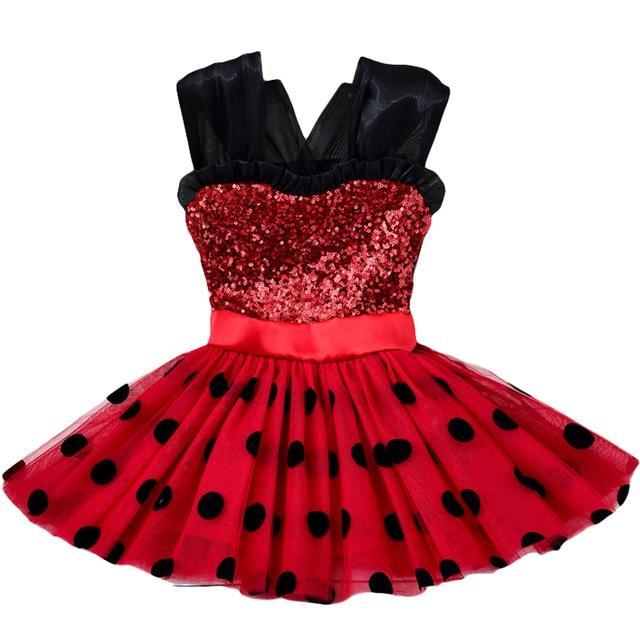 Kids Girls Red Dot Birthday Party Christmas Dress