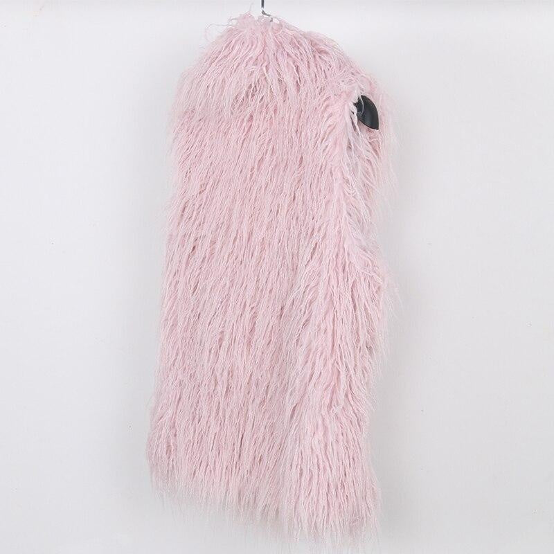 Faux Fur Shaggy Gilet - Pink