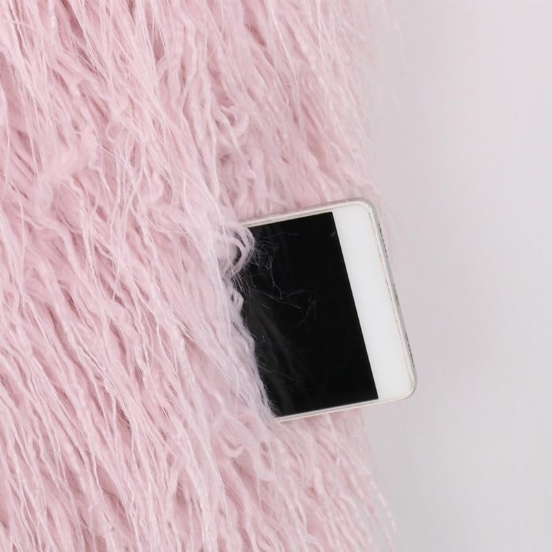 Faux Fur Shaggy Gilet - Pink