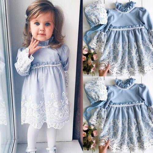 Flower Baby Girl Lace Party Autumn Gown Dresses - MomyMall