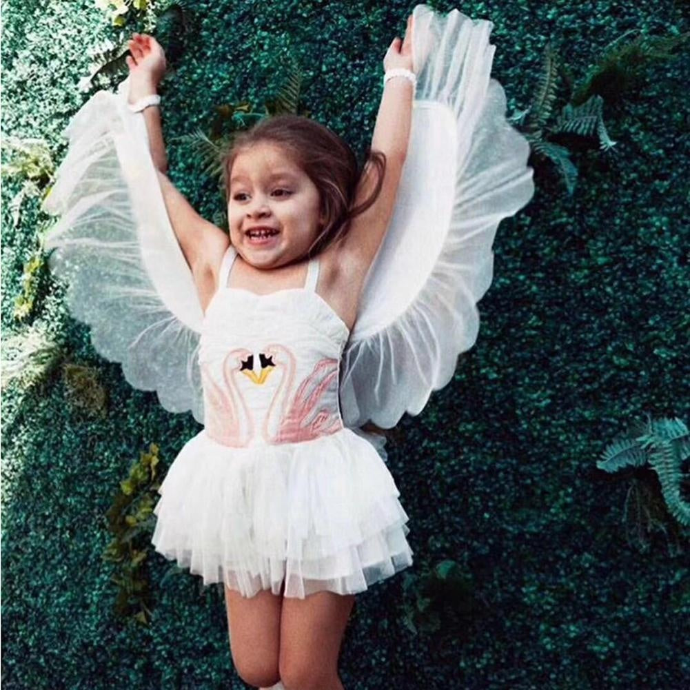 Girls Cute Swan Party Dress With Wings - MomyMall