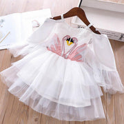 Girls Cute Swan Party Dress With Wings - MomyMall