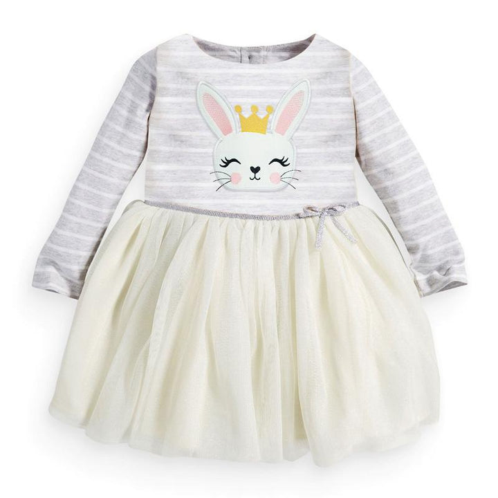 Queen Bunny Striped Long Sleeve Tulle Dress - MomyMall 2-3 Years