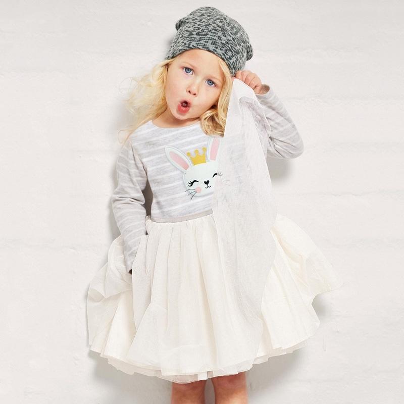 Queen Bunny Striped Long Sleeve Tulle Dress - MomyMall