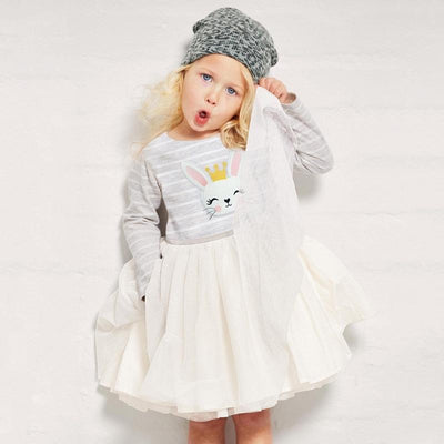 Queen Bunny Striped Long Sleeve Tulle Dress - MomyMall