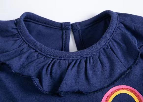 Rainbow Cloud Ruffle Denim Dress