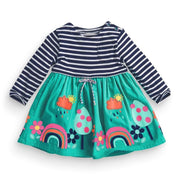 Rainbow Forest Striped Long Sleeve Dress - MomyMall 2-3 Years