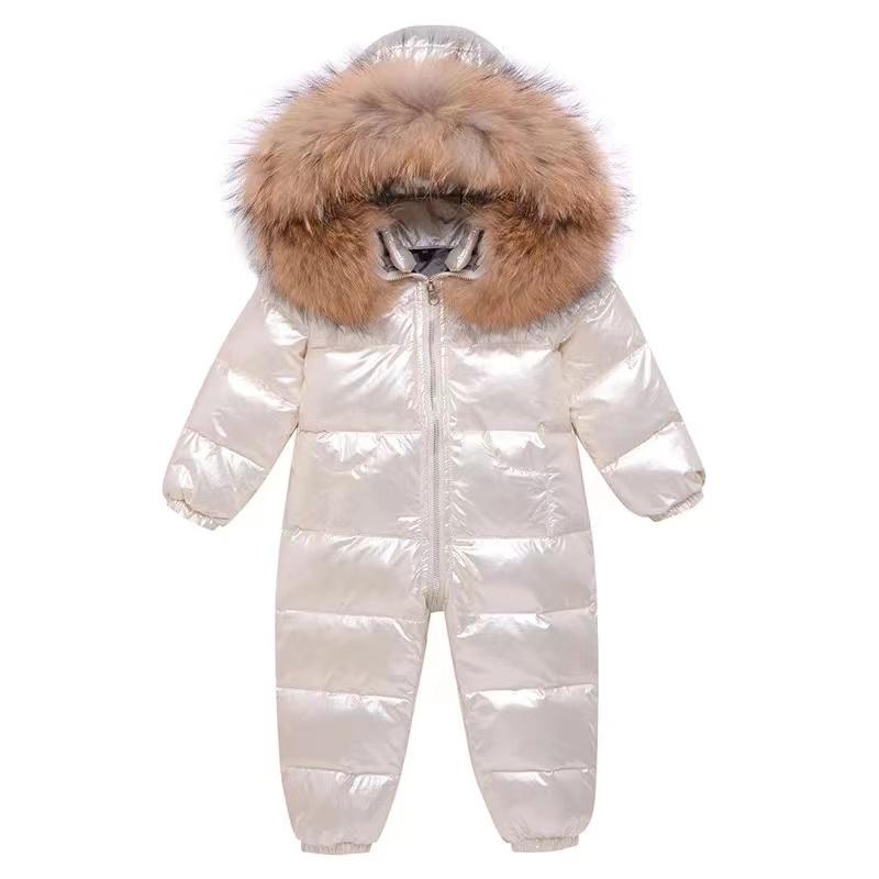 Riley Shiny Winter Romper Down Coat - MomyMall 18-24 Months / Cream