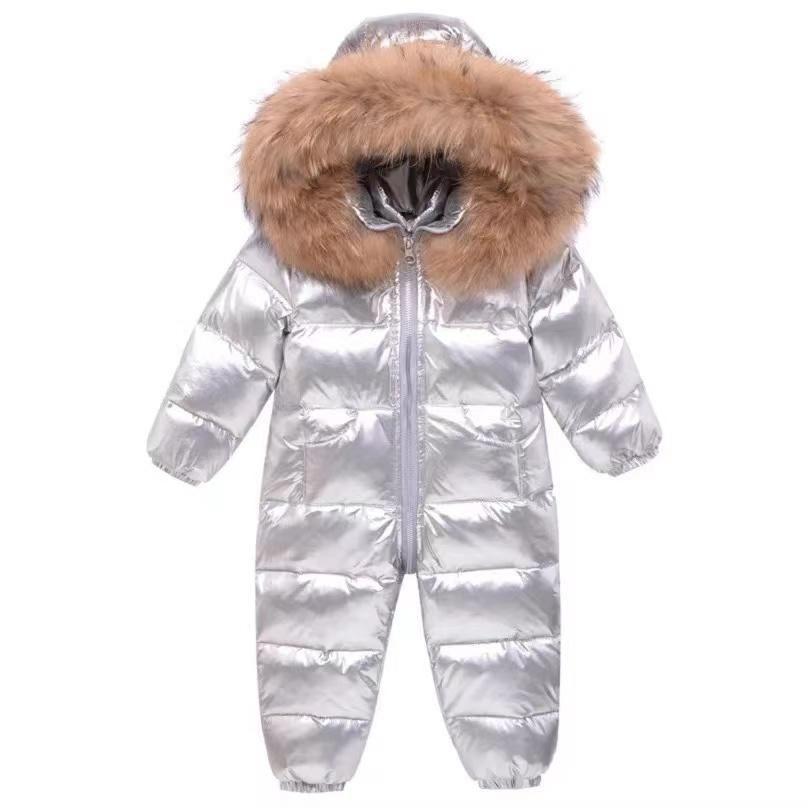 Riley Shiny Winter Romper Down Coat - MomyMall 18-24 Months / Sliver