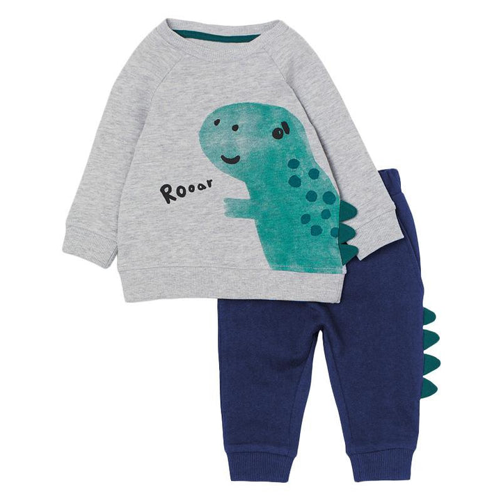 Roaring Dino Print Sweatshirt Set