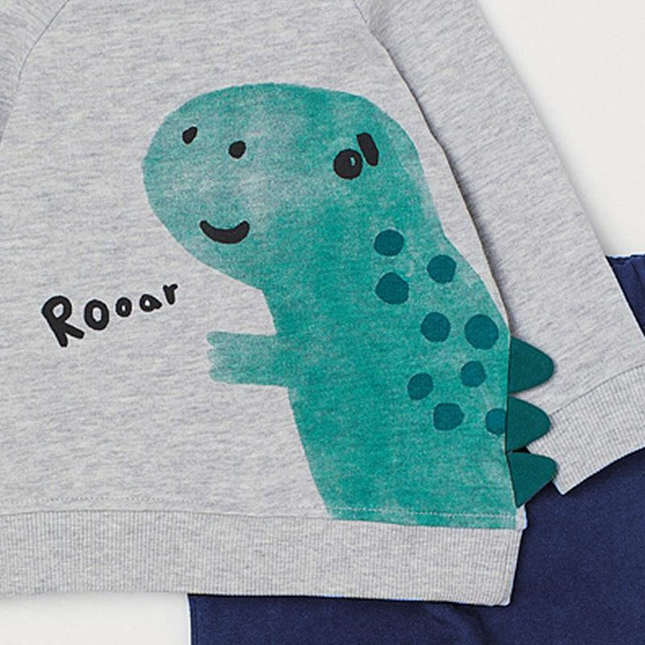 Roaring Dino Print Sweatshirt Set
