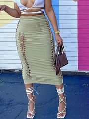 Ruched Cut Out Maxi Skirt