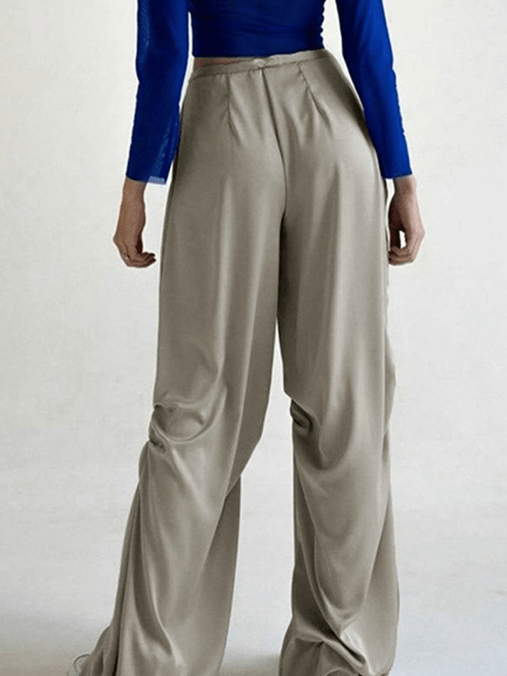 Ruched Drapey Casual Straight Leg Pants - MomyMall