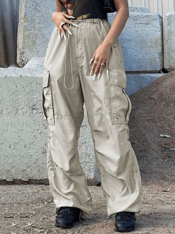 Pantalon cargo bouffant froncé à cordon de serrage