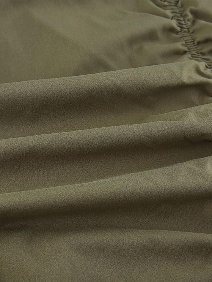 Ruched Low Waist Long Cargo Skirt