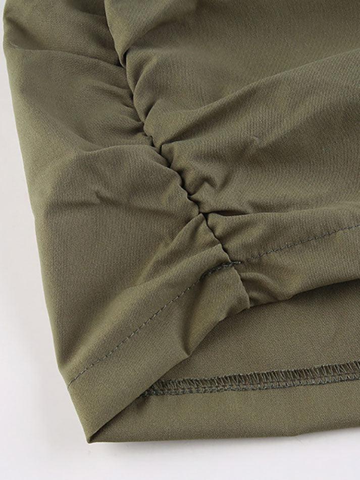 Ruched Low Waist Long Cargo Skirt