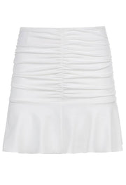 Ruched Ruffle Mini Skirt - MomyMall White / S