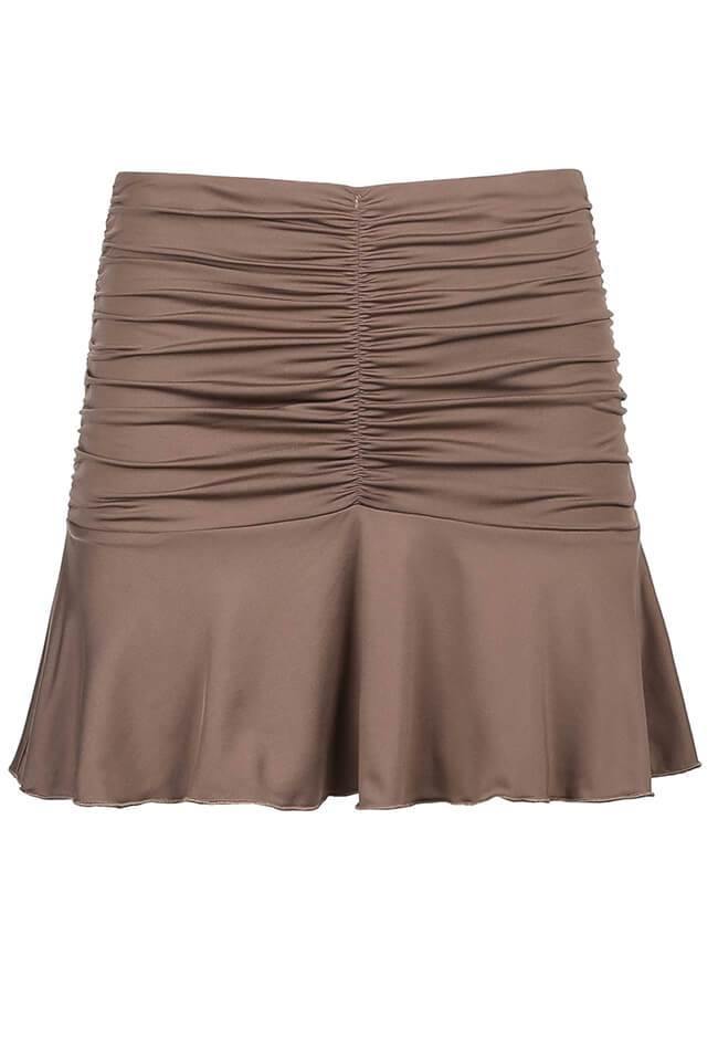 Ruched Ruffle Mini Skirt - MomyMall
