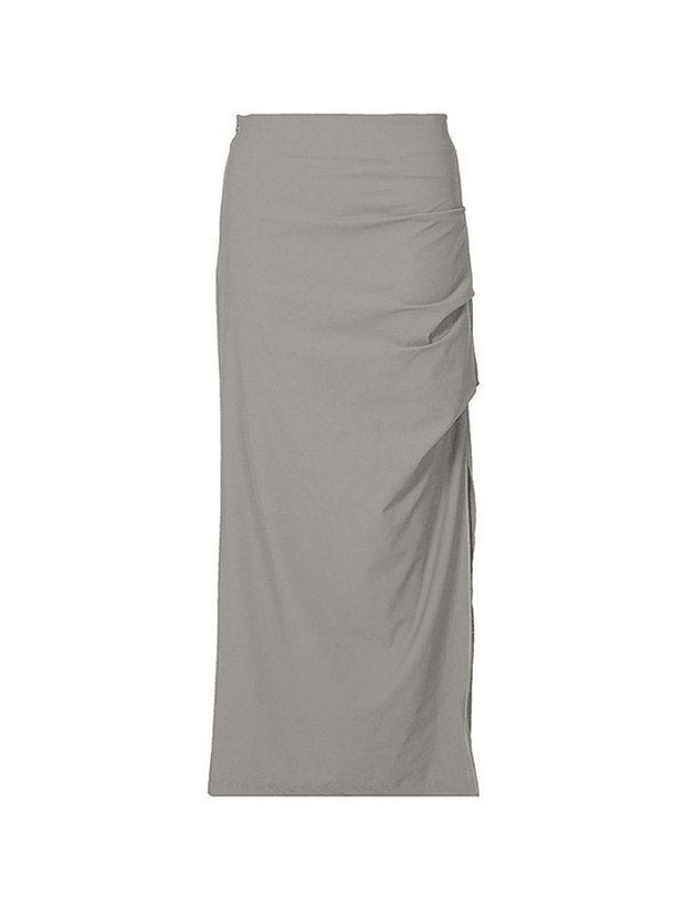 Ruched Split Y2K Long Skirt - MomyMall