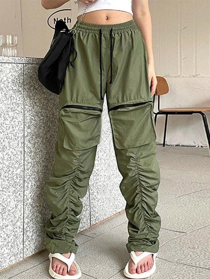 Pantalon cargo bouffant froncé empilé