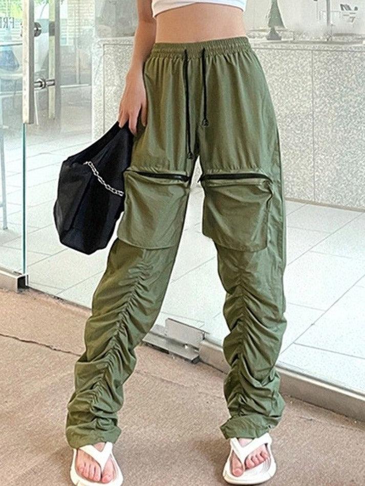 Pantalon cargo bouffant froncé empilé