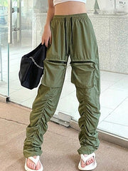 Ruched Stacked Baggy Cargo Pants