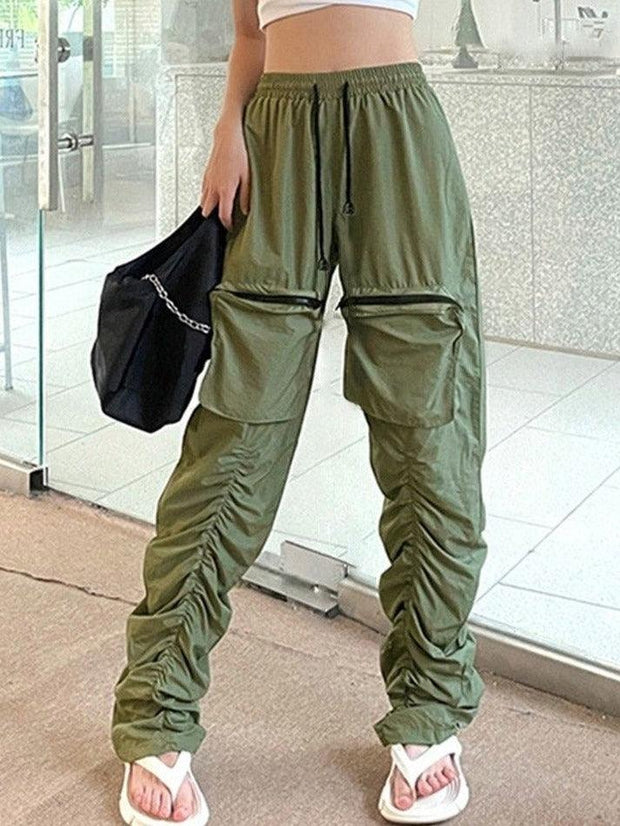 Ruched Stacked Baggy Cargo Pants