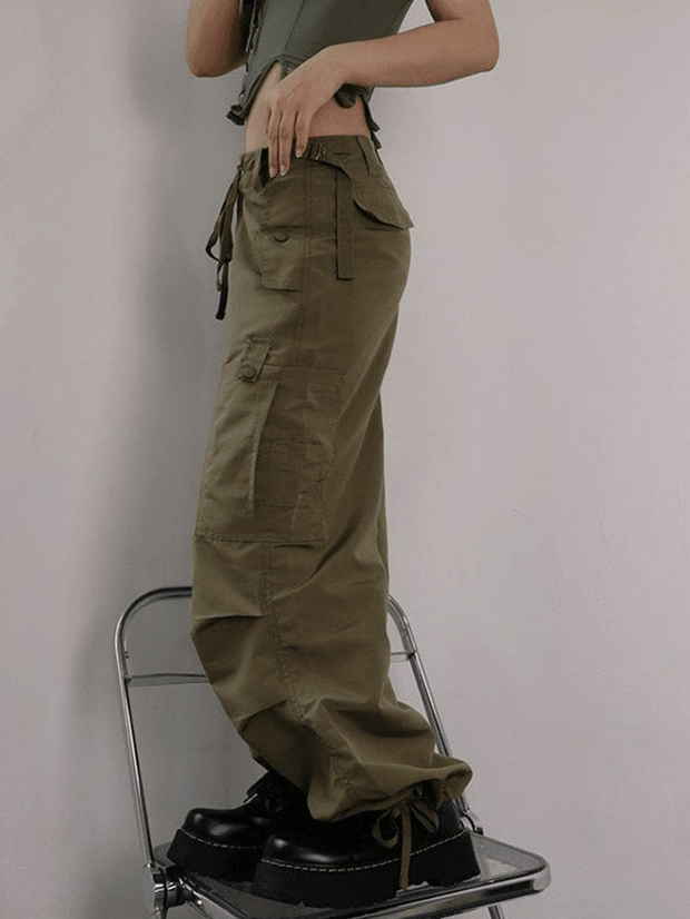 Ruched Vintage Baggy Cargo Pants - MomyMall