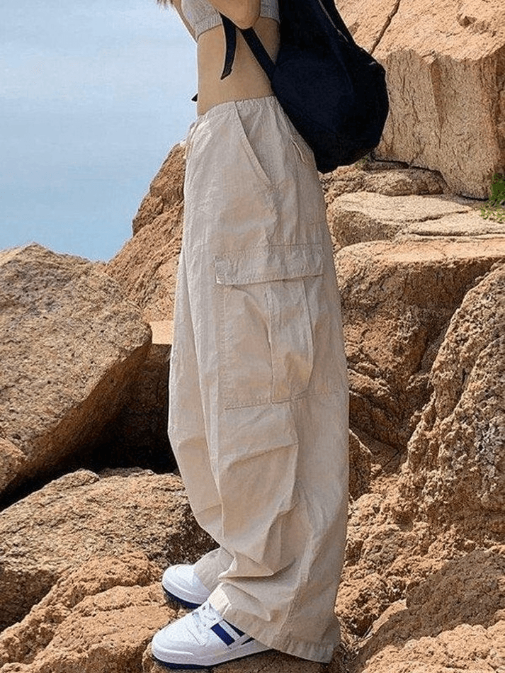 Ruched Y2K Baggy Parachute Pants - MomyMall