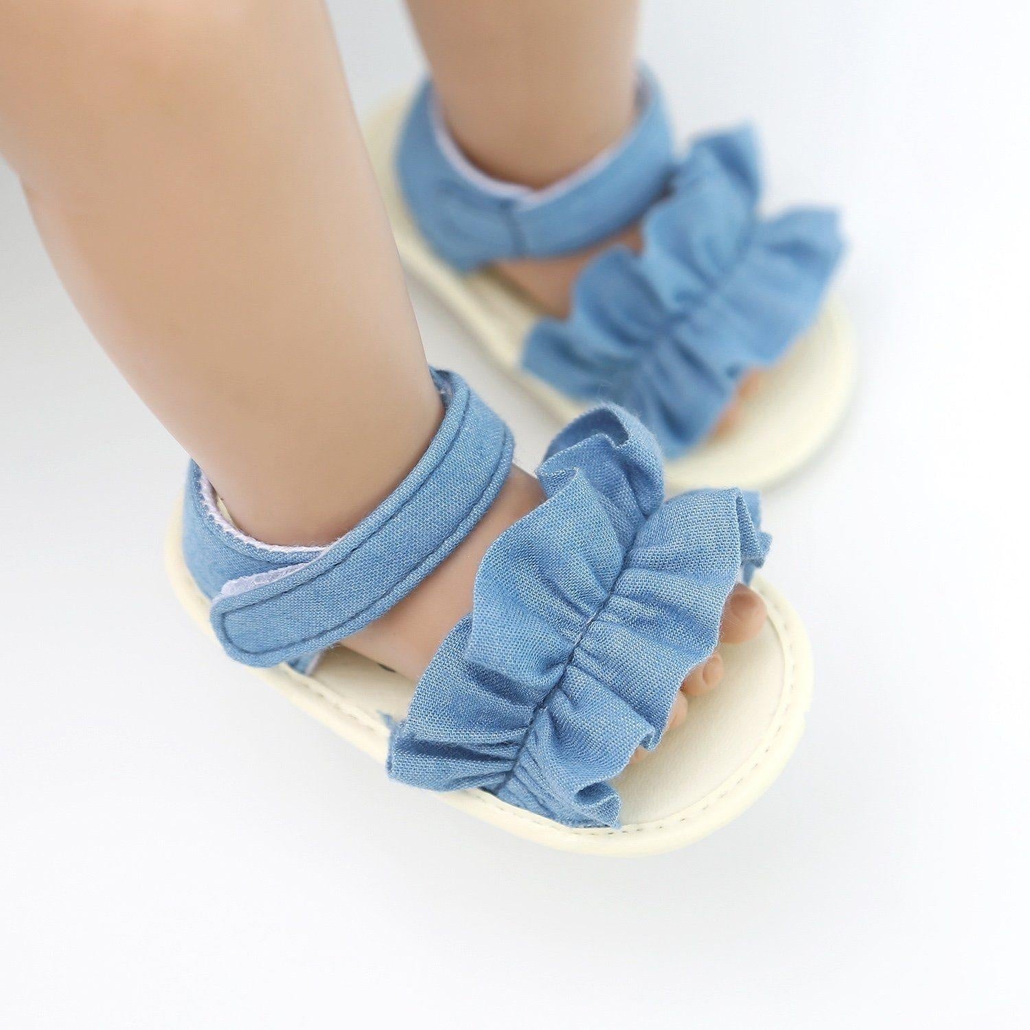 Ruffled Bow Summer Baby Sandals