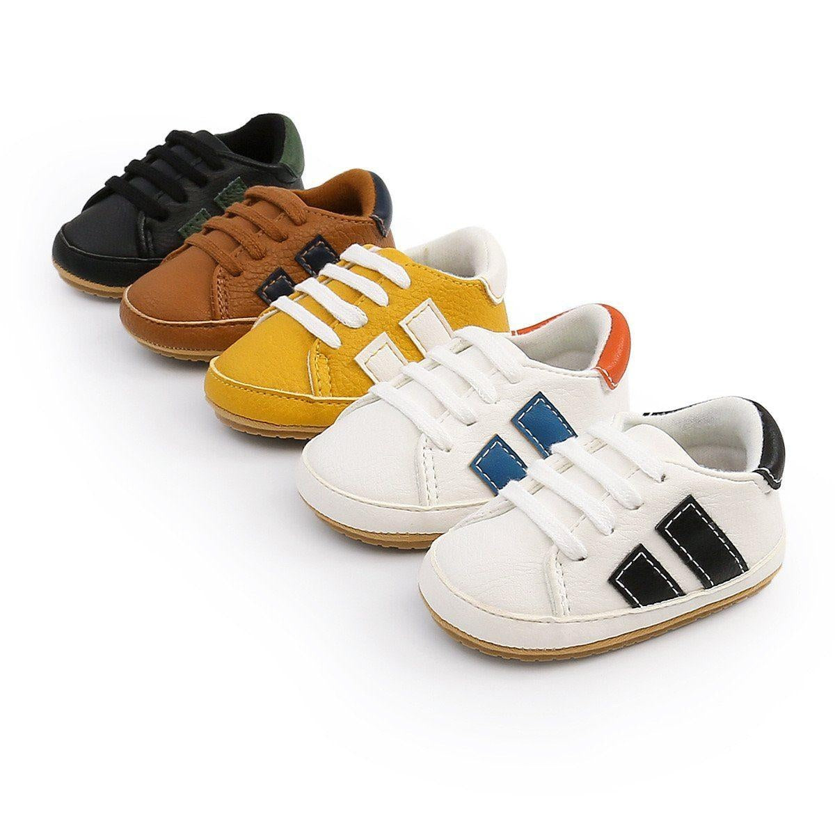 Ryan Leather Striped First Walker Shoes