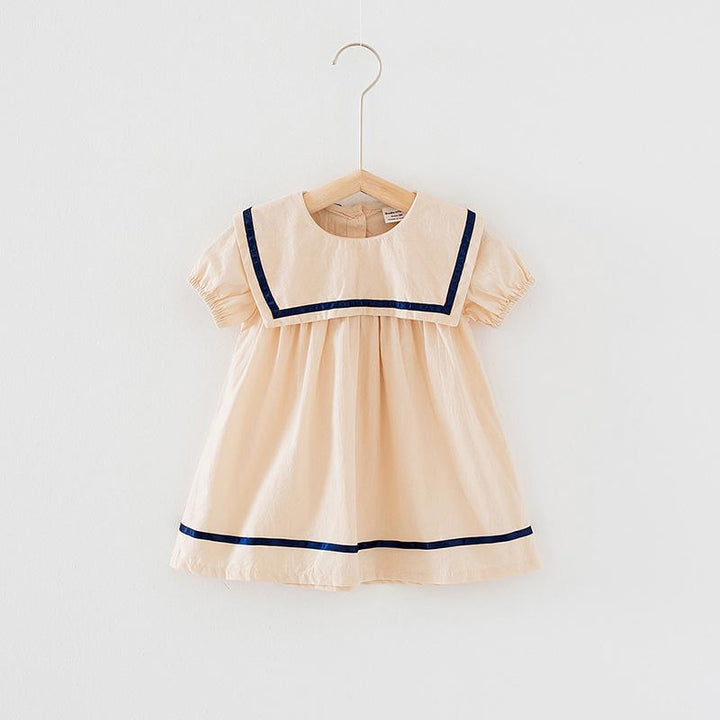Sailor Collar Summer Ruffle Dress - MomyMall 18-24 Months / Cream