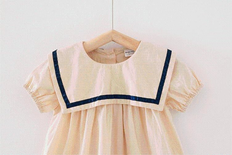 Sailor Collar Summer Ruffle Dress - MomyMall