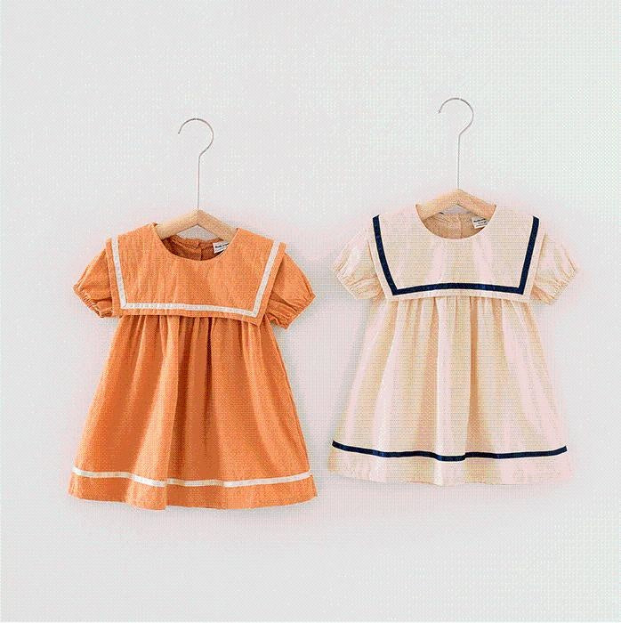 Sailor Collar Summer Ruffle Dress - MomyMall