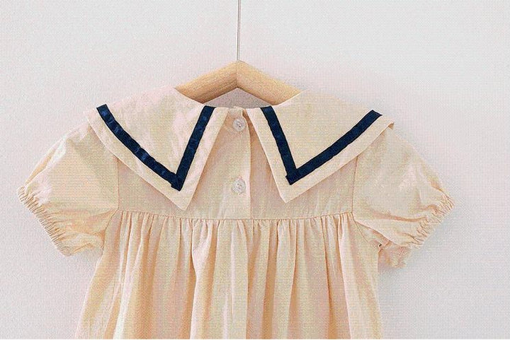 Sailor Collar Summer Ruffle Dress - MomyMall