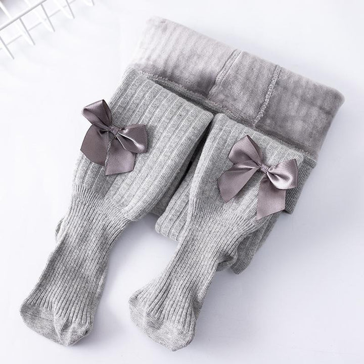 Sandra Bows Winter Plush Leggings - MomyMall 6-12 Months / Grey