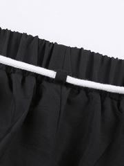 Side Stripe Black Baggy Pants