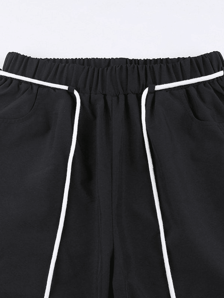 Side Stripe Black Baggy Pants