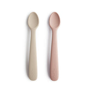 Silicone Feeding Spoons [Set of 2] - MomyMall Blush/Shifting Sand