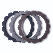 Silicone Flower Teething Bracelet [Set of 3] - MomyMall Steel/Dove Gray/Stone