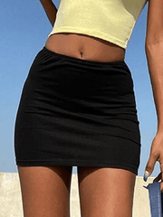 Simple Stretch Black Mini Skirt - MomyMall