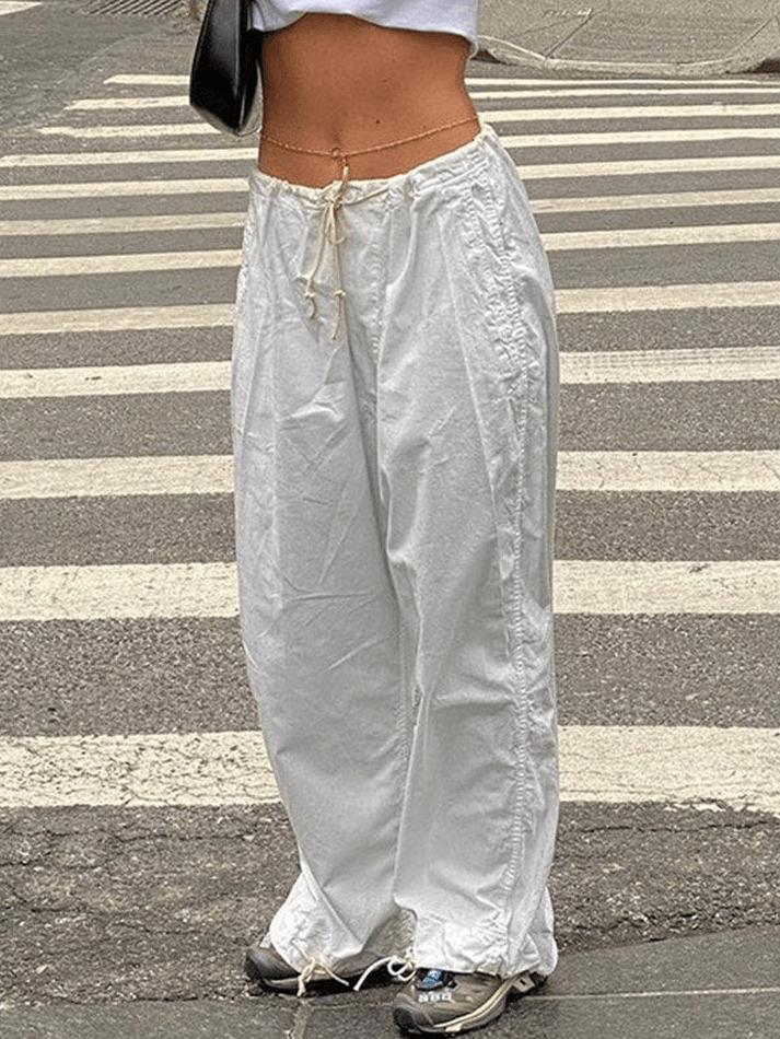 Size Friendly Low Waist Parachute Cargo Pants