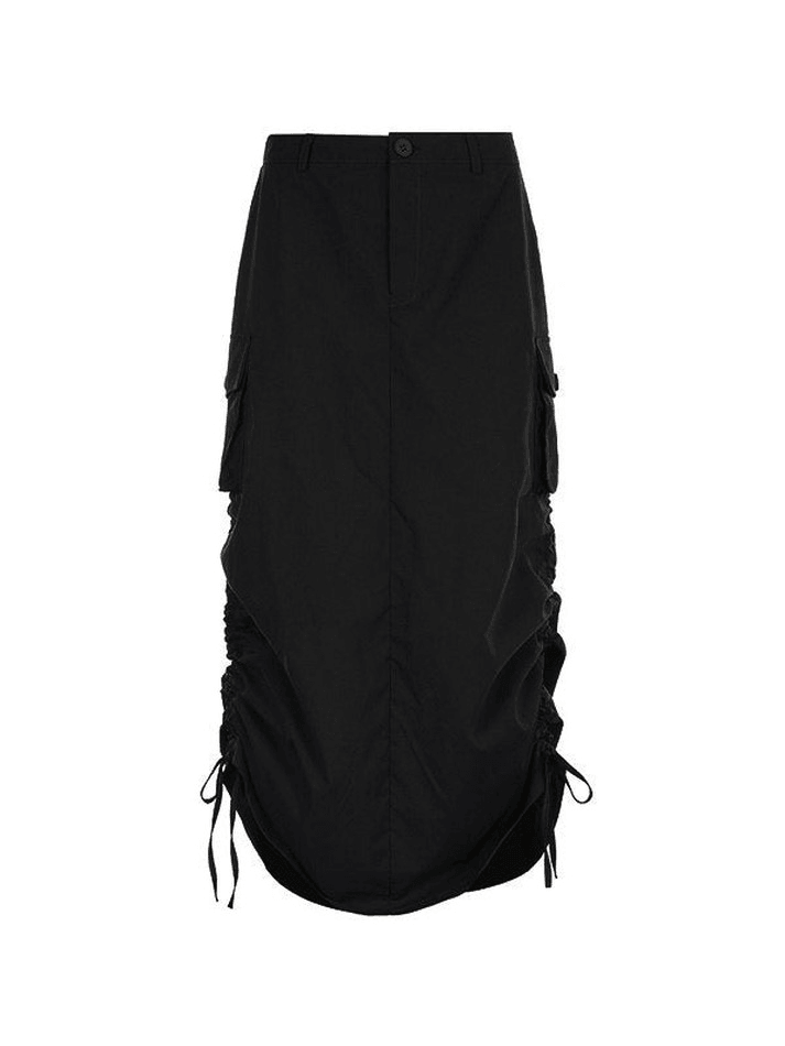 Size Friendly Split Lace Up Parachute Cargo Skirt - MomyMall