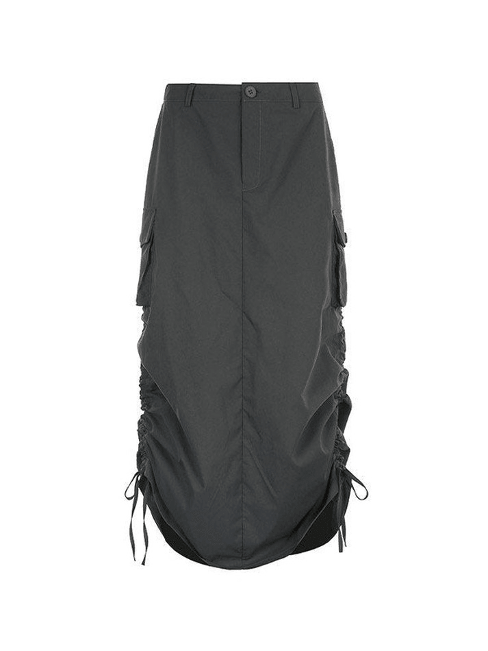 Size Friendly Split Lace Up Parachute Cargo Skirt - MomyMall