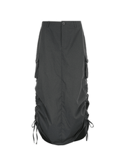 Size Friendly Split Lace Up Parachute Cargo Skirt - MomyMall