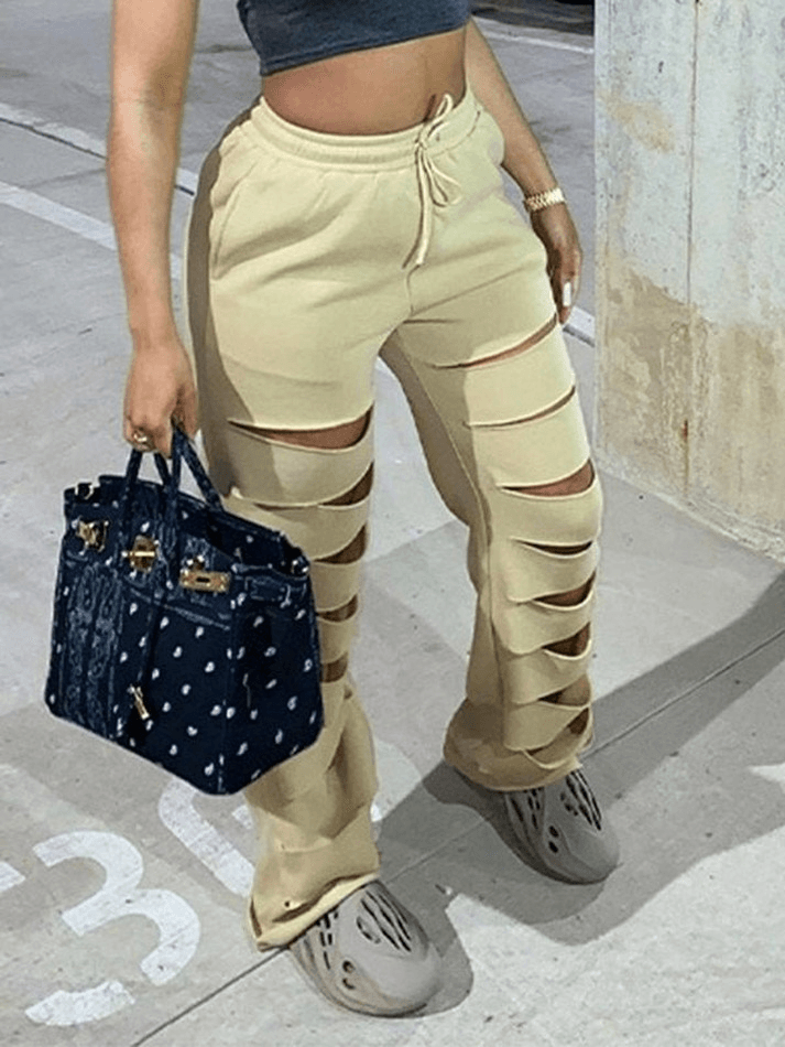 Slash Cutout Casual Jogger Pants