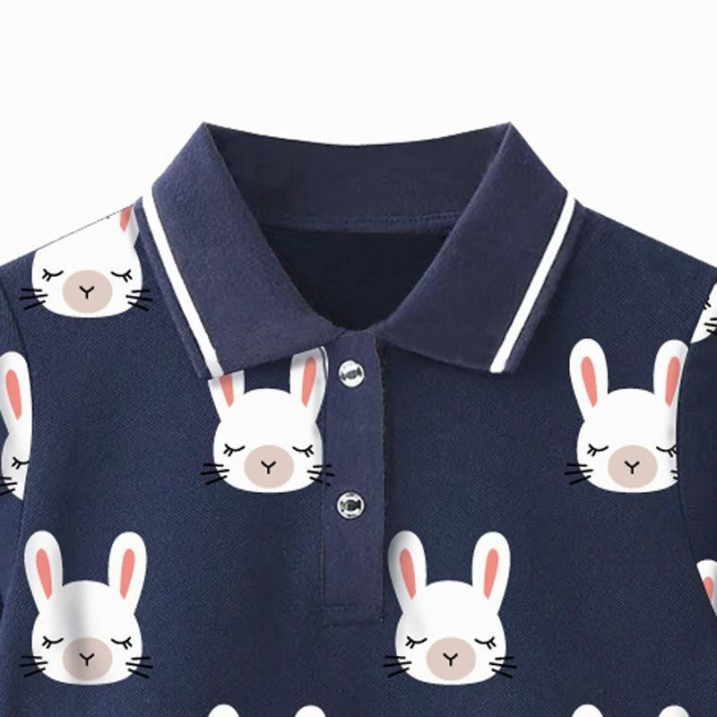 Sleepy Bunny Long Sleeve Polo Dress - MomyMall