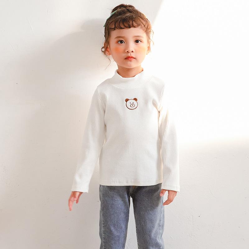 Tiny Embroidered Bear Ribbed Top - MomyMall